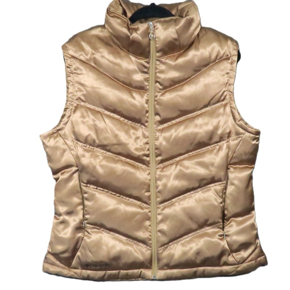 Columbia Titanium Down Puffer Vest XL Bronze Quilted Satin Winter Outdoor Ski‎